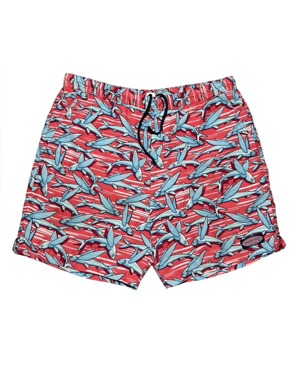 Vineyard Vines Men's Swim Trunks Bathing Suit with Blue Fish Print Medium